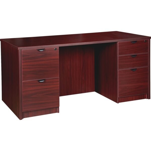 Lorell Prominence 2.0 Double-Pedestal Desk x 1" Thickness Top, 29" Height x 60" Width x 30" Depth - 5 x File, Box Drawer(s) - Double Pedestal on Left/Right Side - Band Edge -...