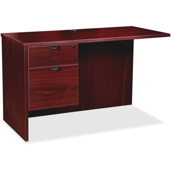 Lorell Prominence 2.0 Mahogany Laminate Box/File Left Return - 2-Drawer 42" x 24"29" , 1" Top - 2 x File, Box Drawer(s) - Single Pedestal on Left Side - Band Edge - Material:...