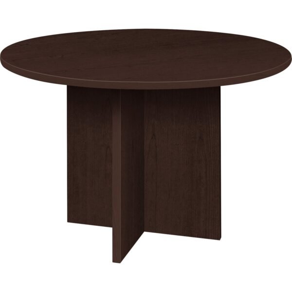 Lorell Prominence 2.0 Round Laminate Conference Table 29" Height x 42" Diameter, x 1" Thickness Top - Material: Thermofused Melamine (TFM), Particleboard - Impact Resistant...