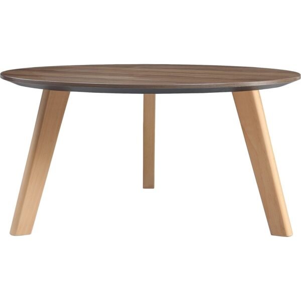 Lorell Quintessence Collection Coffee Table 15.8" Height x 32" Diameter - Knife Edge - Walnut Laminate Table Top (LLR16247)