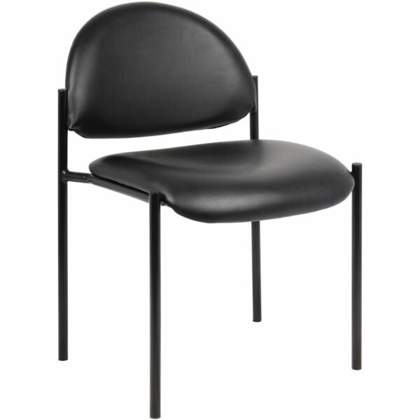 Lorell Reception Guest Chair Vinyl Back Material - Tubular Steel Frame Material - Four-legged Base - Black - 1 Each (LLR69607)