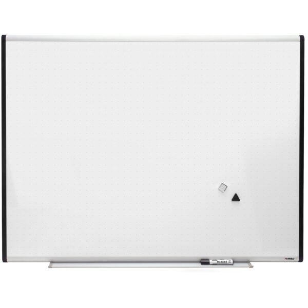 Lorell Signature Series Magnetic Dry-erase Markerboard 48" (4 ft) Width x 36" (3 ft) Height - Porcelain Surface - Silver, Ebony Frame - Magnetic - Grid Pattern - 1 Each (LLR69652)