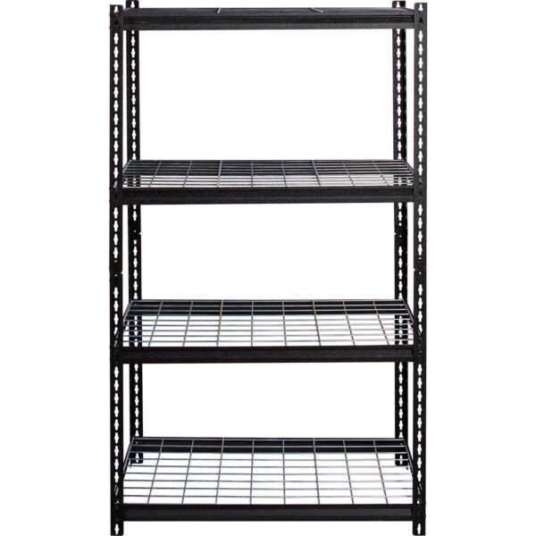 Lorell Wire Deck Shelving 4 Shelf(ves) - 60" Height x 36" Width x 18" Depth - 30% Recycled - Black - Steel - 1 Each (LLR99928)