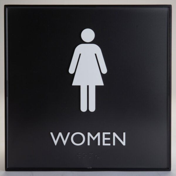 Lorell Women's Restroom Sign Print/Message "Women" - 8" Width x 8" Height - Square Shape - Surface-mountable - Easy Readability, Injection-molded - Restroom, Architectural -...