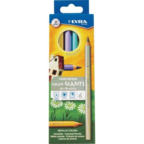 Lyra Color Giant Pencils 6.3 mm Assorted Metallic Lead - 6 / Pack (L3941062)