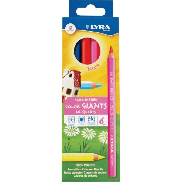Lyra Color Giant Pencils 6.3 mm Assorted Neon Lead - 6 / Pack (L3941063)