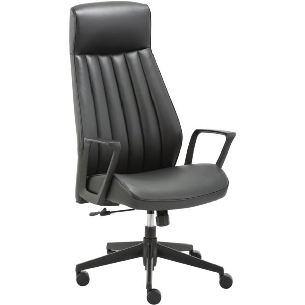 LYS High-Back Bonded Leather Chair Black Seat Color - Bonded Leather Seat Material - Black Back Color - Bonded Leather Back Material - High Back - Armrest - 1 Each (CH100LABK)