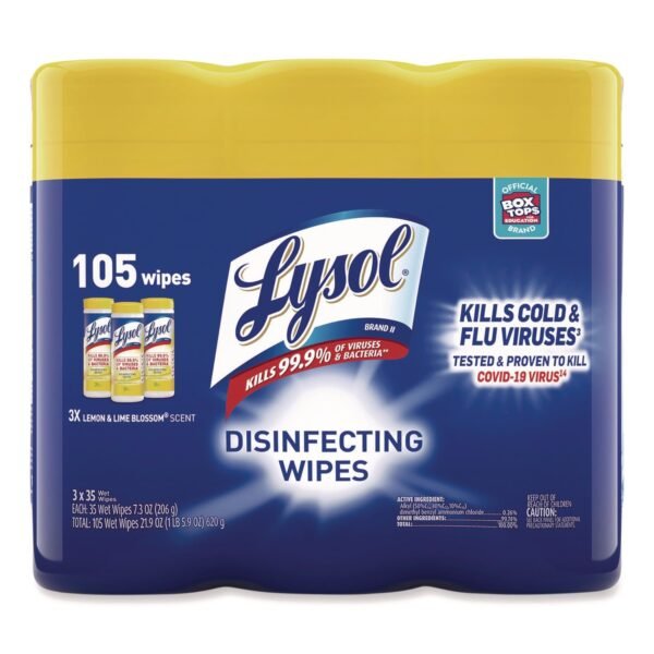 Lysol® Disinfecting Wipes, Lemon Lime, 35 Wipes, 12 Canisters (82159CT)