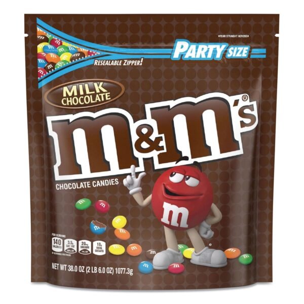 M&M's Milk Chocolate Candies, Milk Chocolate, 38 oz Bag (55114)
