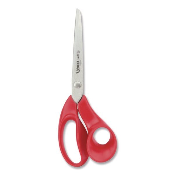Maped Helix Expert Left-Handed Multipurpose Scissors, 8.25" Long, 5" Cut Length, Straight Red Handle (686549)