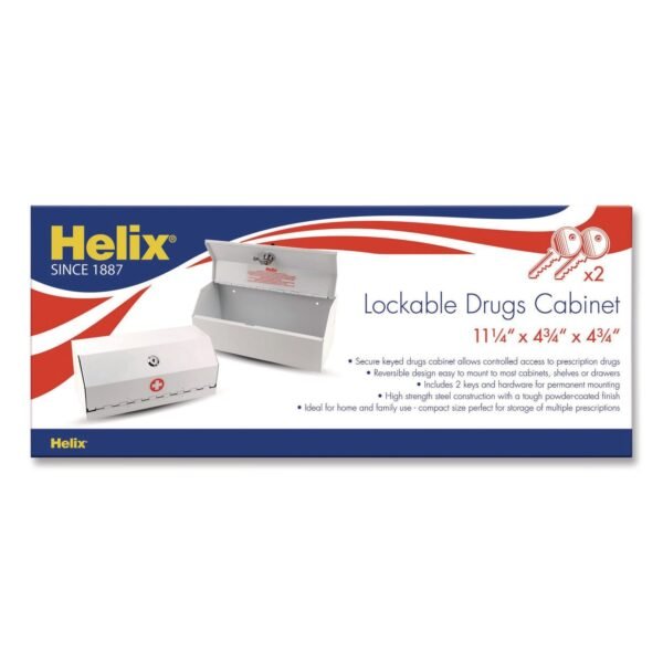 Maped Helix Metal Lockable Wall-Mounted Drug Cabinet,11.5 x 4.24 x 4.75, White (27050)