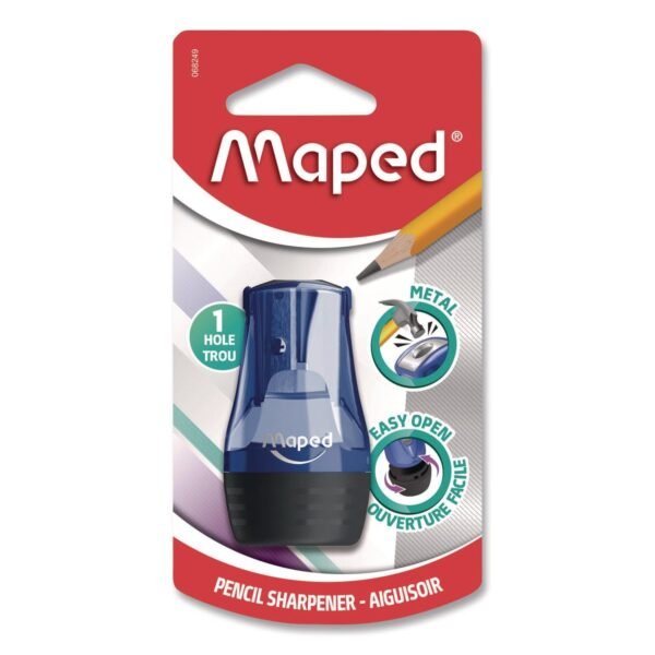Maped Helix Tonic 1-Hole Canister Pencil Sharpener, 2.56 x 1.25 x 4.92, Randomly Assorted Colors (068249)