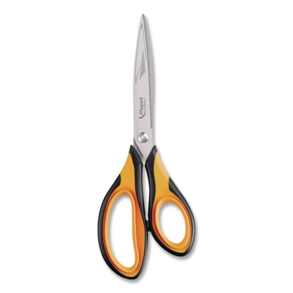 Maped Helix Ultimate Soft Grip Multipurpose Scissors, 8.25" Long, 4.5" Cut Length, Straight Orange/Black Handle (697710)