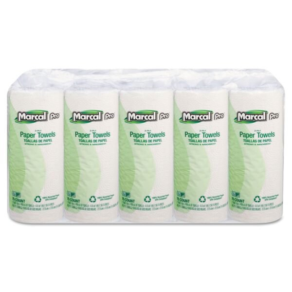 Marcal PRO 100% Premium Recycled Perforated Kitchen Roll Towels, 2-Ply, 11 x 9, White, 70/Roll, 15 Rolls/Carton (610)