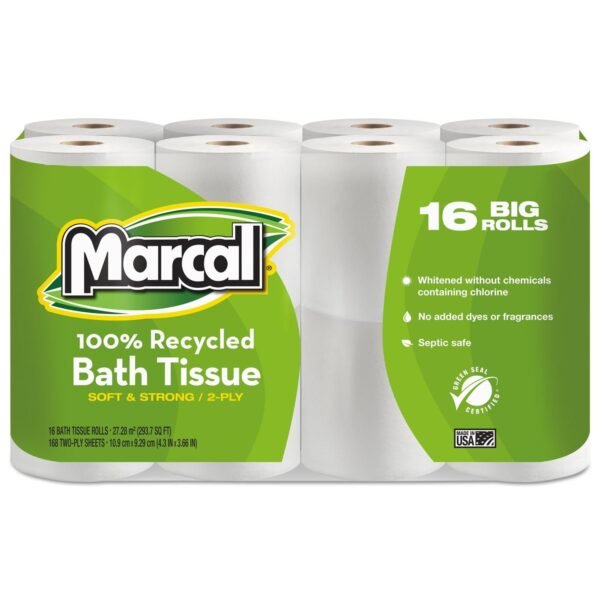 Marcal® Standard Toilet Paper Rolls, 2-Ply, 168 Sheets, 96 Rolls (16466)
