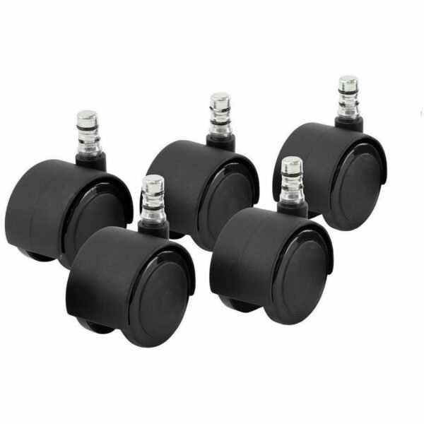 Master Caster Duet Noiseless Chair Mat Casters 2" Diameter - 110 lb Load Capacity - Polyurethane - Matte Black - 5 / Set (64328)