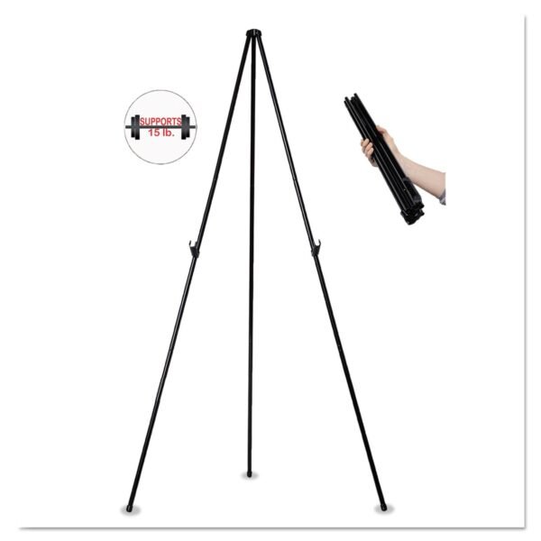 MasterVision Instant Easel, 61.5" High, Black, Steel, Heavy-Duty (FLX10201MV)