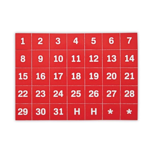 MasterVision Interchangeable Magnetic Board Accessories, Calendar Dates, Red/White, 1" x 1", 31 Pieces (FM1209)