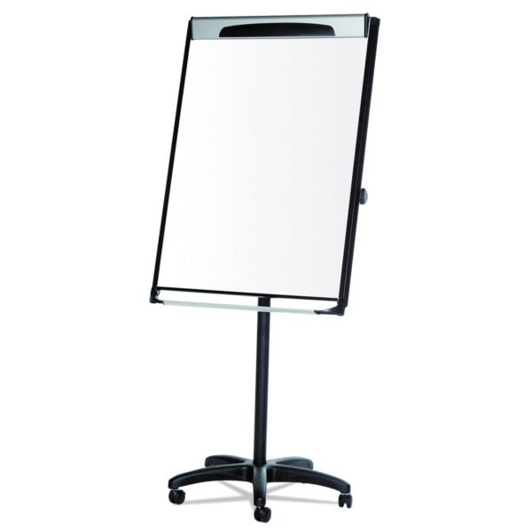 MasterVision Platinum Mobile Easel, 29 x 41, White Surface, Black Plastic Frame (EA48066720)