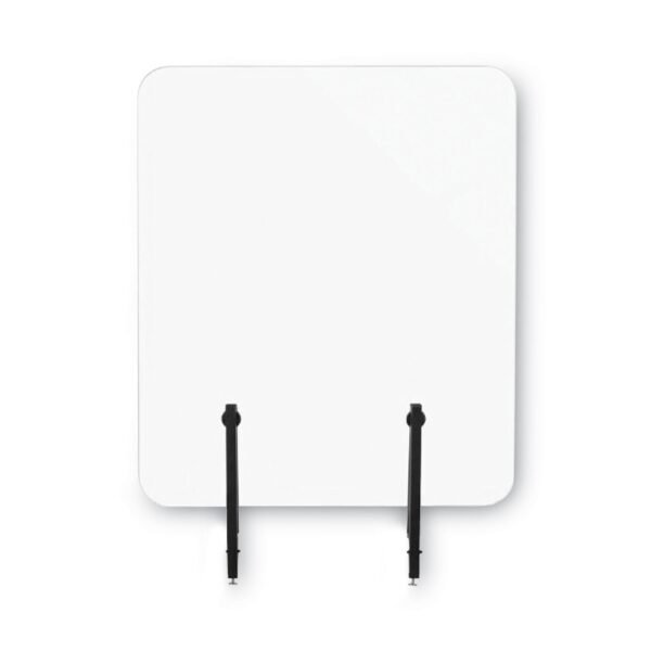 MasterVision Protector Series Frameless Glass Desktop Divider, 55.1 x 0.16 x 35.4, Clear/Aluminum (GL3501393)