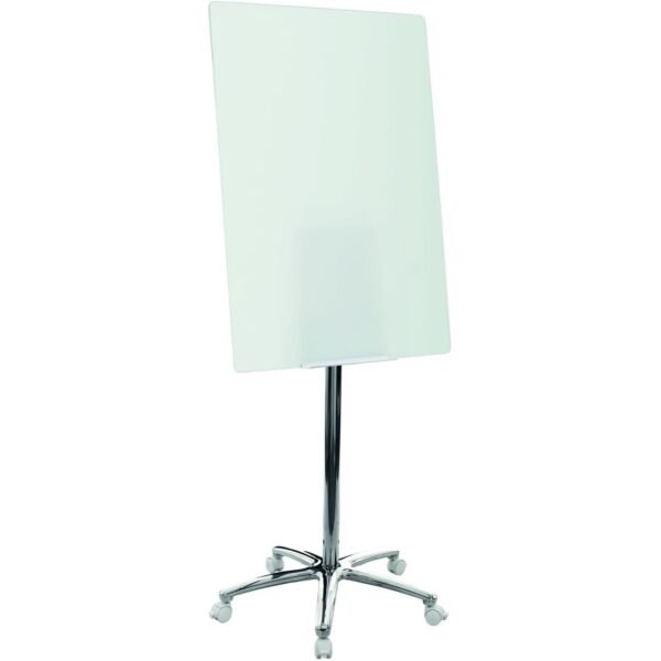 MasterVision Super Value Glass Mobile Easel 26" (2.2 ft) Width x 38.5" (3.2 ft) Height - Glass Surface - Chrome Stand - Rectangle - 1 Each (GEA4850126)