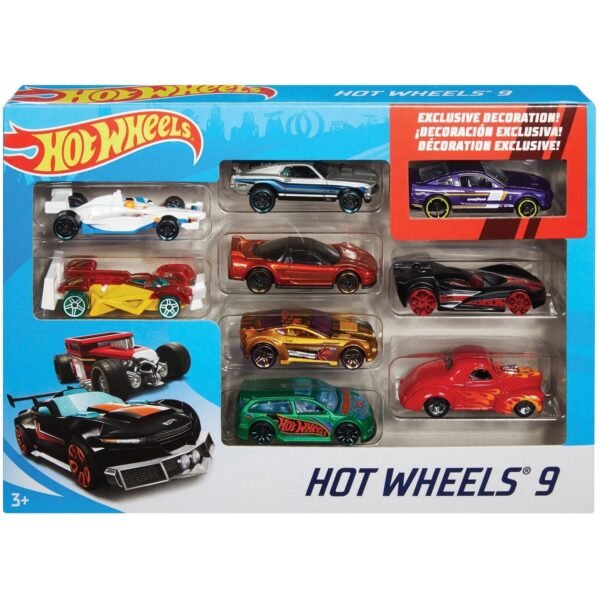 Mattel Hot Wheels 9-Car Gift Pack Genuine Die Cast Parts - Makes A Great Gift for Kids and Collectors (X6999)