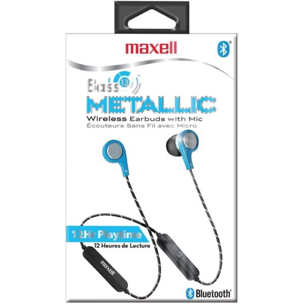 Maxell Bass13 Earset Stereo - Wireless - Bluetooth - Earbud - Binaural - In-ear - Blue (199837)