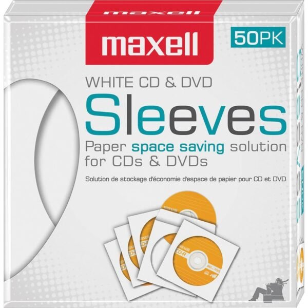 Maxell White CD / DVD Sleeves Sleeve - Slide Insert - White (190135)