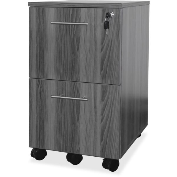 Mayline Gray Laminate File/File Mobile Pedestal File 26.8" Height x 18" Width x 15.5" Depth - 2 x File Drawer(s) - Material: Steel - Finish: Gray, Laminate - Stain Resistant,...