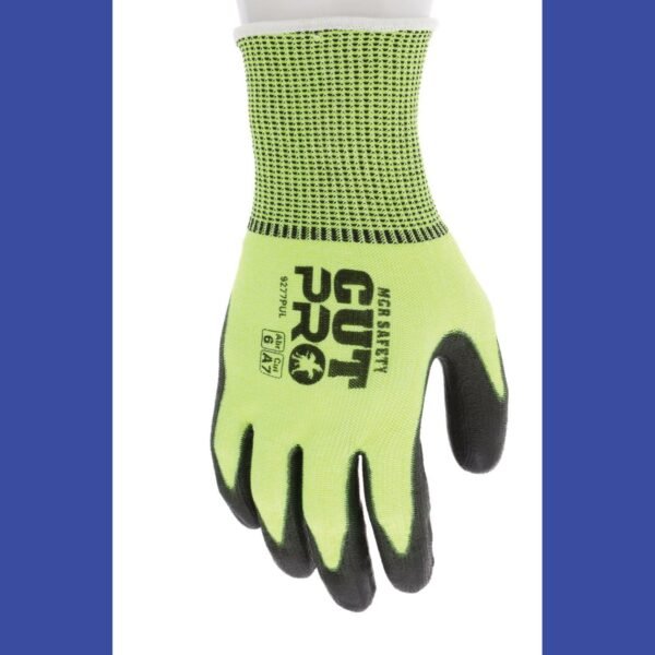 MCR Safety Cut Pro 9277PU Gloves, Large, Black/Lime, Dozen (9277PUL)