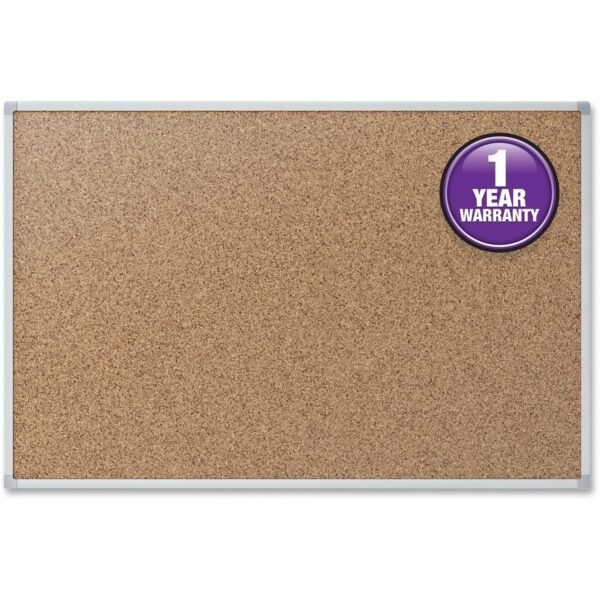 Mead Classic Cork Bulletin Board 36" Board Height x 48" Board Width - Natural Cork Surface - Self-healing - Silver Aluminum Frame - 1 Each (85362)