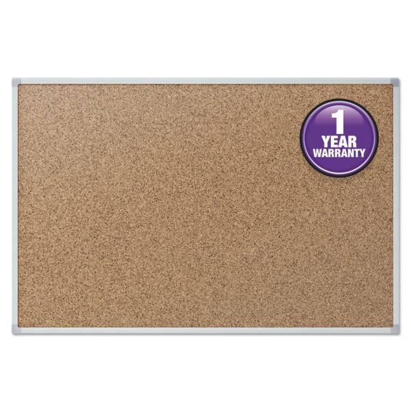 Mead Cork Bulletin Board, 36 x 24, Tan Surface, Silver Aluminum Frame (85361)
