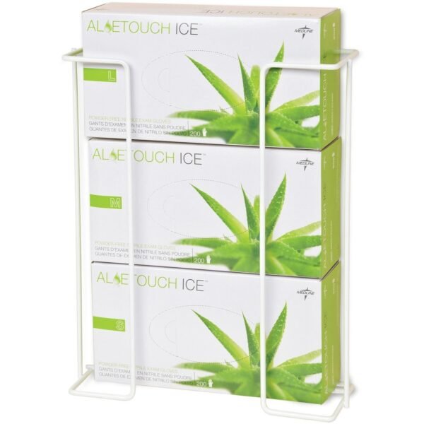 Medline Horizontal-Mount Wire Triple Glove Box Holder Horizontal - White - 2 / Pack (MDS193094)