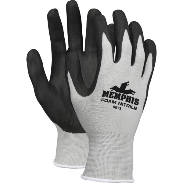 Memphis Shell Lined Protective Gloves 5.73" Glove Length - Small Size - Gray, Black, White - Knit Wrist, Comfortable - For Material Handling, Assembling, Farming, Construction,...