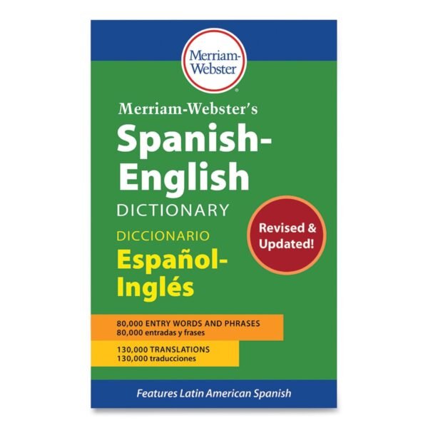 Merriam Webster Spanish-English Dictionary, Paperback, 928 Pages (2987)
