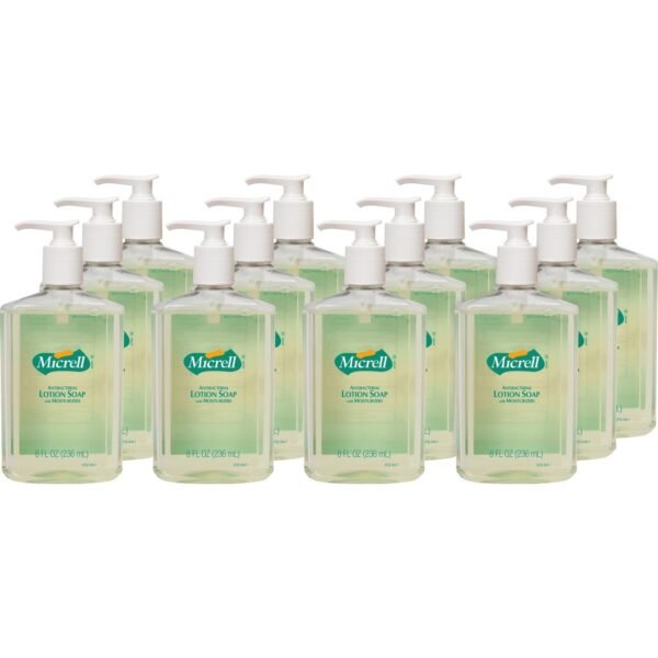 Micrell Antibacterial Lotion Soap Citrus Scent - 8 fl oz - Pump Bottle Dispenser - Kill Germs, Grease Remover - Hand - Anti-irritant, Bio-based - 12 / Carton (975212CT)
