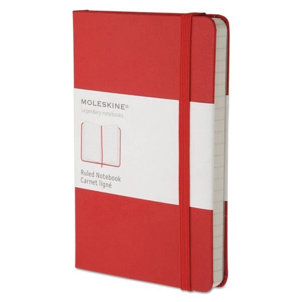 Moleskine Hard Cover Notebook, 1-Subject, Narrow Rule, Red Cover, (192) 5.5 x 3.5 Sheets (MM710R)