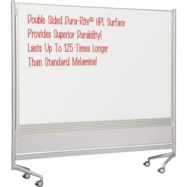 MooreCo Mobile Dry-erase Double-sided Partition 76" (6.3 ft) Width x 74" (6.2 ft) Height - Rectangle - Assembly Required - 1 Each (74764)