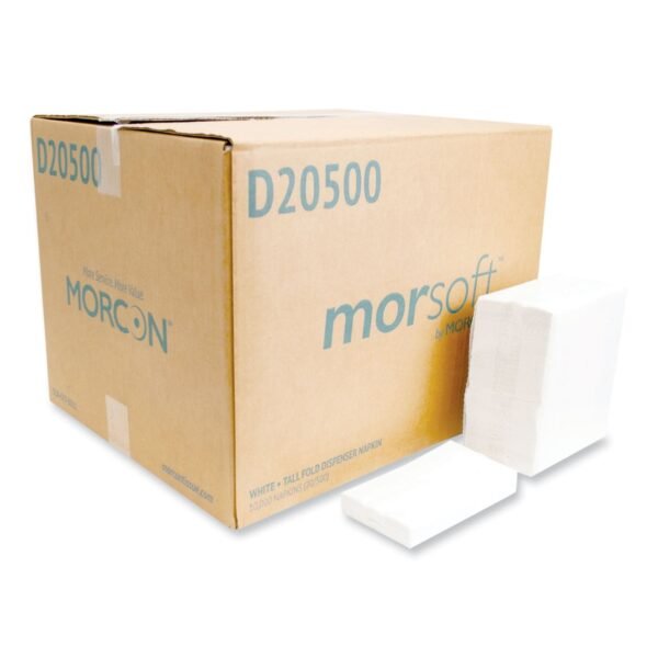 Morcon Paper Morsoft Dispenser Napkins, 1-Ply, 6 x 13, White, 500/Pack, 20 Packs/Carton (D20500)