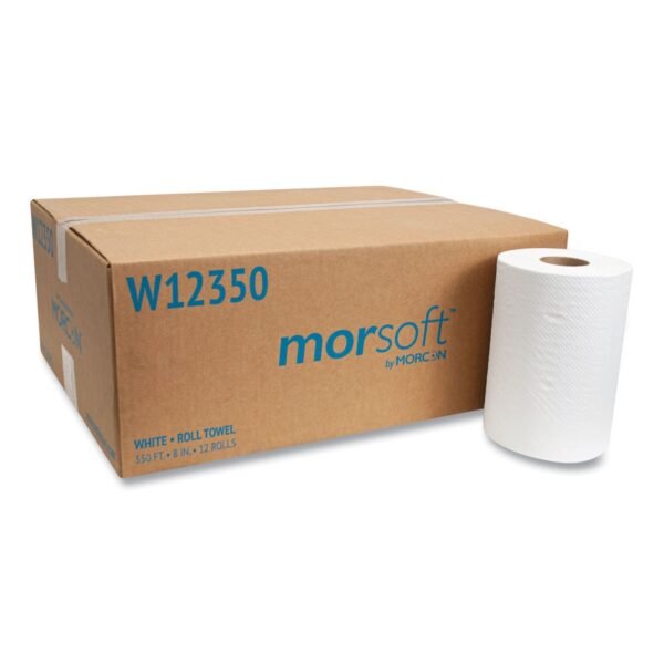 Morcon Paper Morsoft Universal Roll Towels, 1-Ply, 8" x 350 ft, White, 12 Rolls/Carton (W12350)