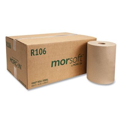 Morsoft® Hardwound Roll Towels, 1-Ply, 10" x 800 ft, Kraft, 6 Rolls/Carton (R106)