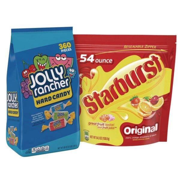 National Brand Chewy and Hard Candy Party Asst, Jolly Rancher/Starburst, 8.5 lbs Total, 2 Bag Bundle (600B0003)