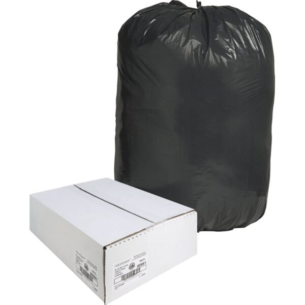 Nature Saver Black Low-density Recycled Can Liners Extra Large Size - 60 gal Capacity - 58" Length x 38" Width x 1.25 mil (32 Micron) Thickness - Low Density - Black - Plastic -...