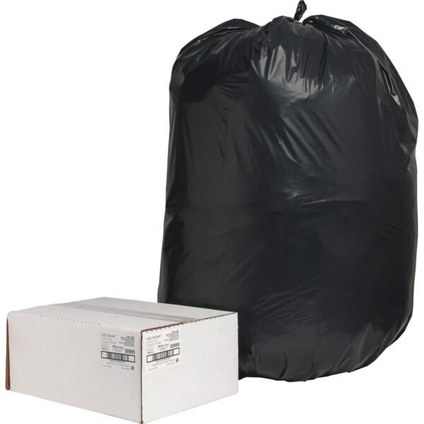 Nature Saver Black Low-density Recycled Can Liners Extra Large Size - 60 gal Capacity - 58" Length x 38" Width x 2 mil (51 Micron) Thickness - Low Density - Black - Plastic -...