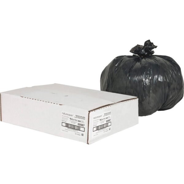 Nature Saver Black Low-density Recycled Can Liners Small Size - 10 gal Capacity - 23" Length x 24" Width x 0.85 mil (22 Micron) Thickness - Low Density - Black - Plastic -...