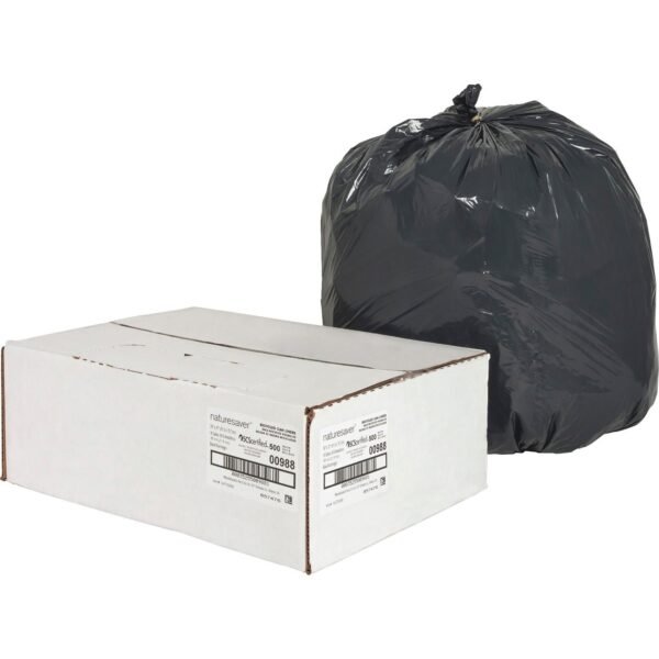 Nature Saver Black Low-density Recycled Can Liners Small Size - 16 gal Capacity - 33" Length x 24" Width x 0.85 mil (22 Micron) Thickness - Low Density - Black - Plastic -...