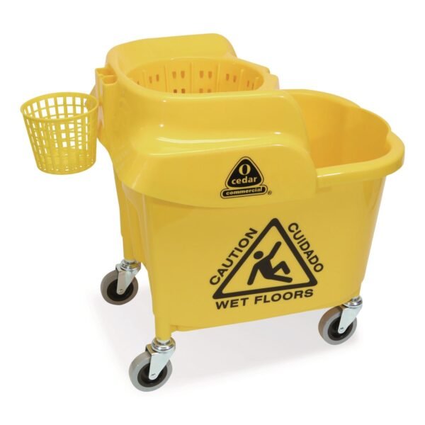 Nexstep Commercial Products MaxiRough Institutional Mop Bucket and Wringer, 35 qt, Yellow (96979)
