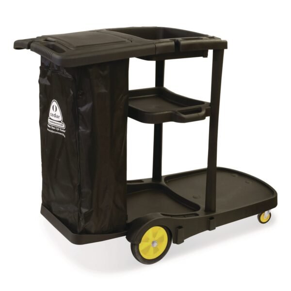 Nexstep Commercial Products Premier Janitor Cart, 2 Shelves, Plastic, 18.25 x 44.5 x 38, Black (96980)
