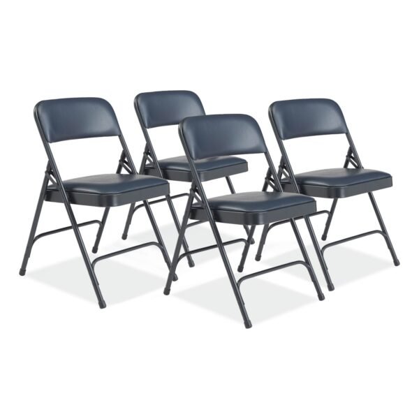 NPS 1200 Series Vinyl Dual-Hinge Folding Chair, Supports Up to 500 lb, 17.75" Seat Height, Dark Midnight Blue, 4/Carton (1204)