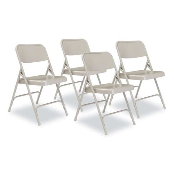NPS 200 Series Premium All-Steel Double Hinge Folding Chair, Supports Up to 500 lb, 17.25" Seat Height, Gray, 4/Carton (202)